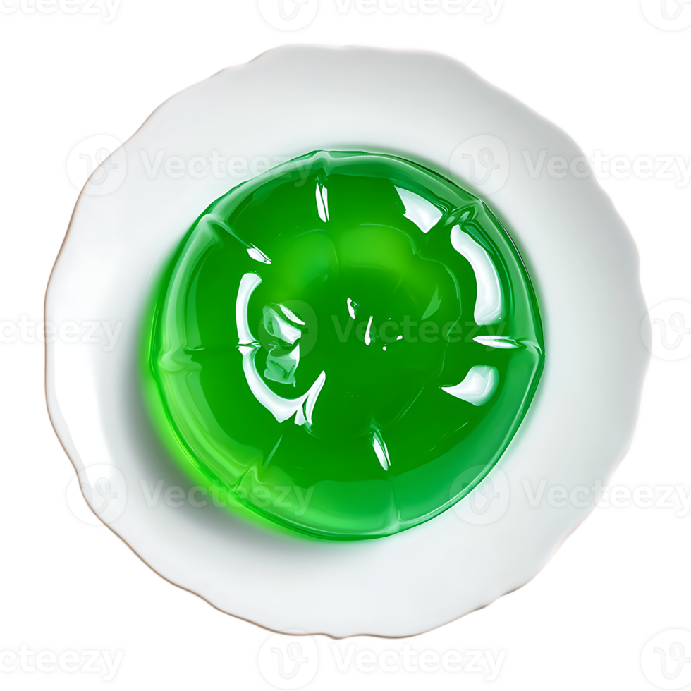 Green jelly on a white plate png