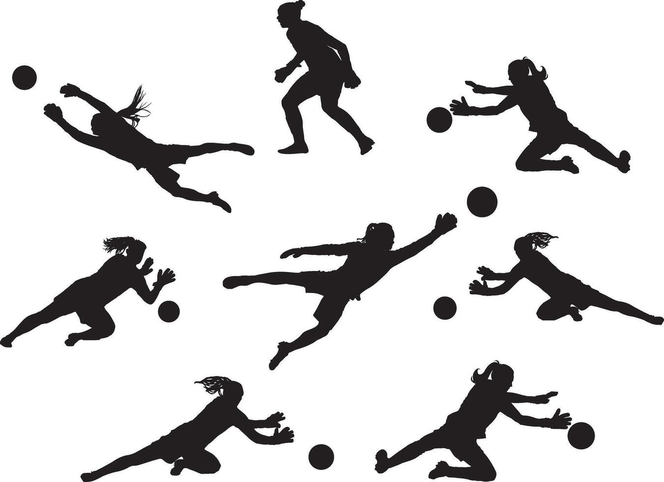 Female Goalkeeper Soccer, Soccer Ball, Sport Silhouette vector