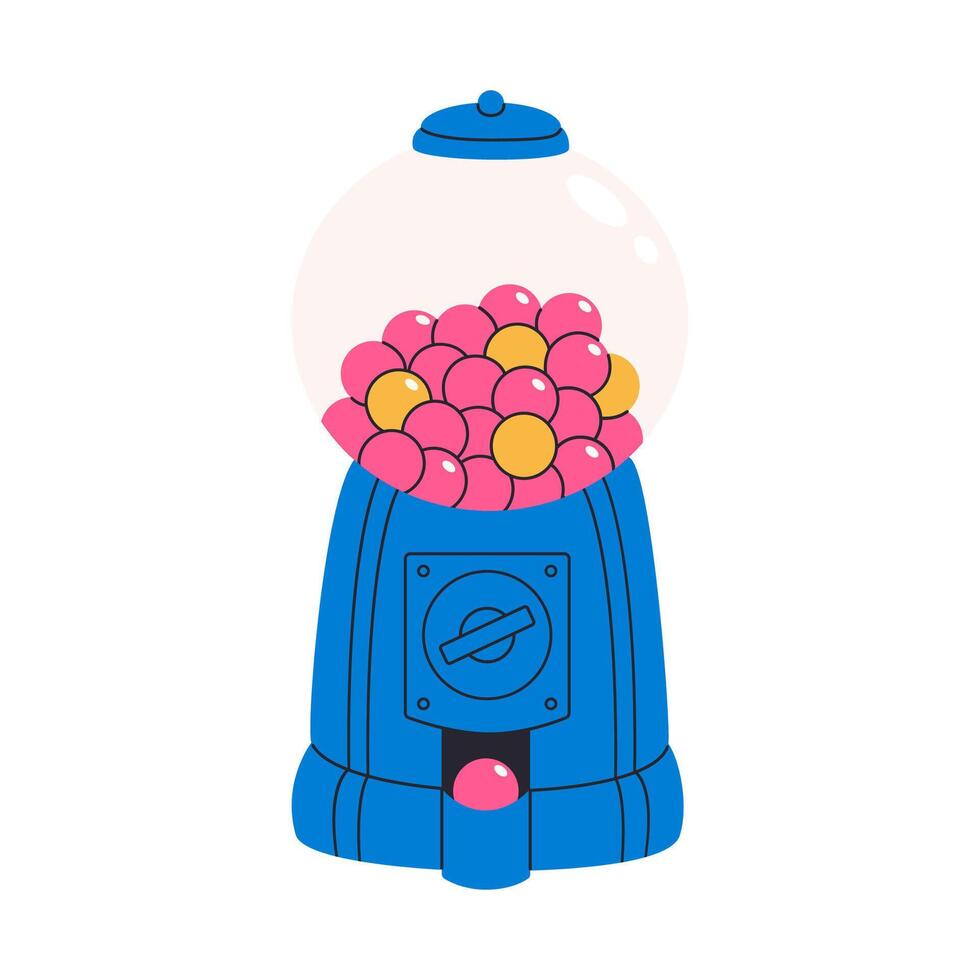 Vending bubblegum machine. Flat illustration isolated on white background. vector