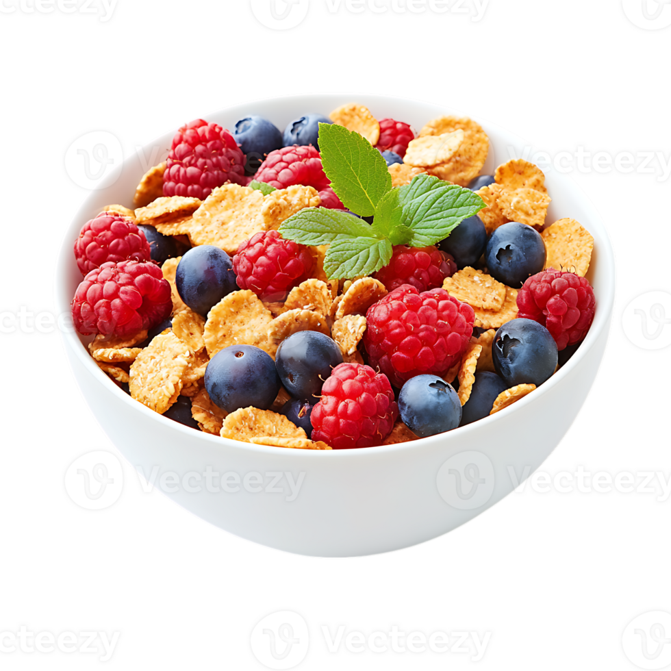 Cereal with berries and mint png