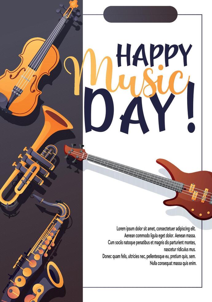 music flyer with instruments and text vector