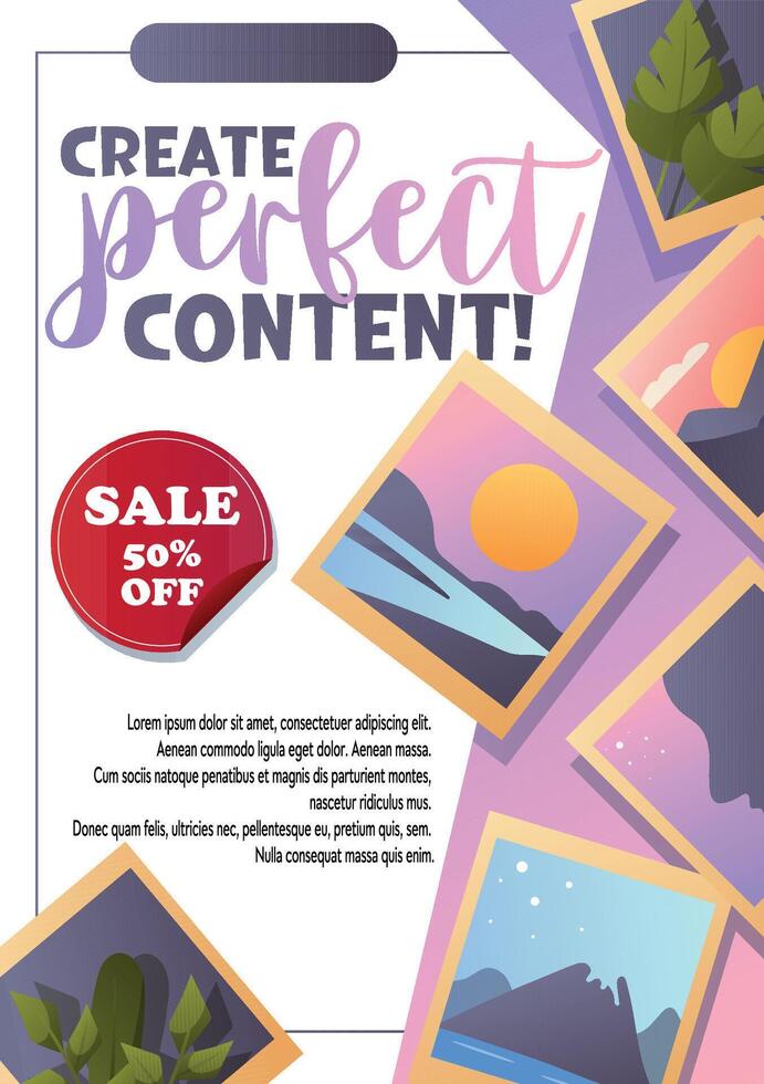 Create Perfect Content flyer with photo prints vector