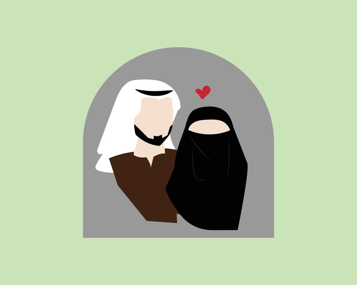an illustration of a couple in arabic clothing vector