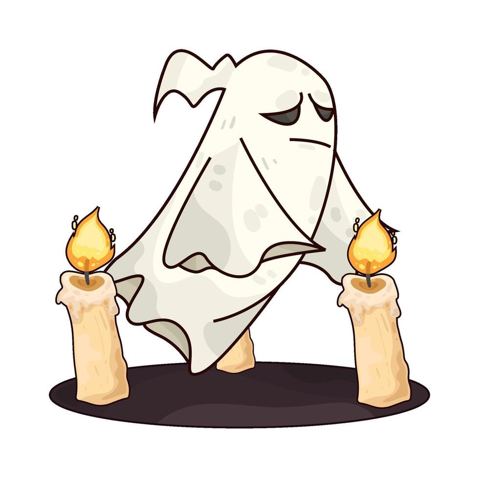 sad ghost with candle vector