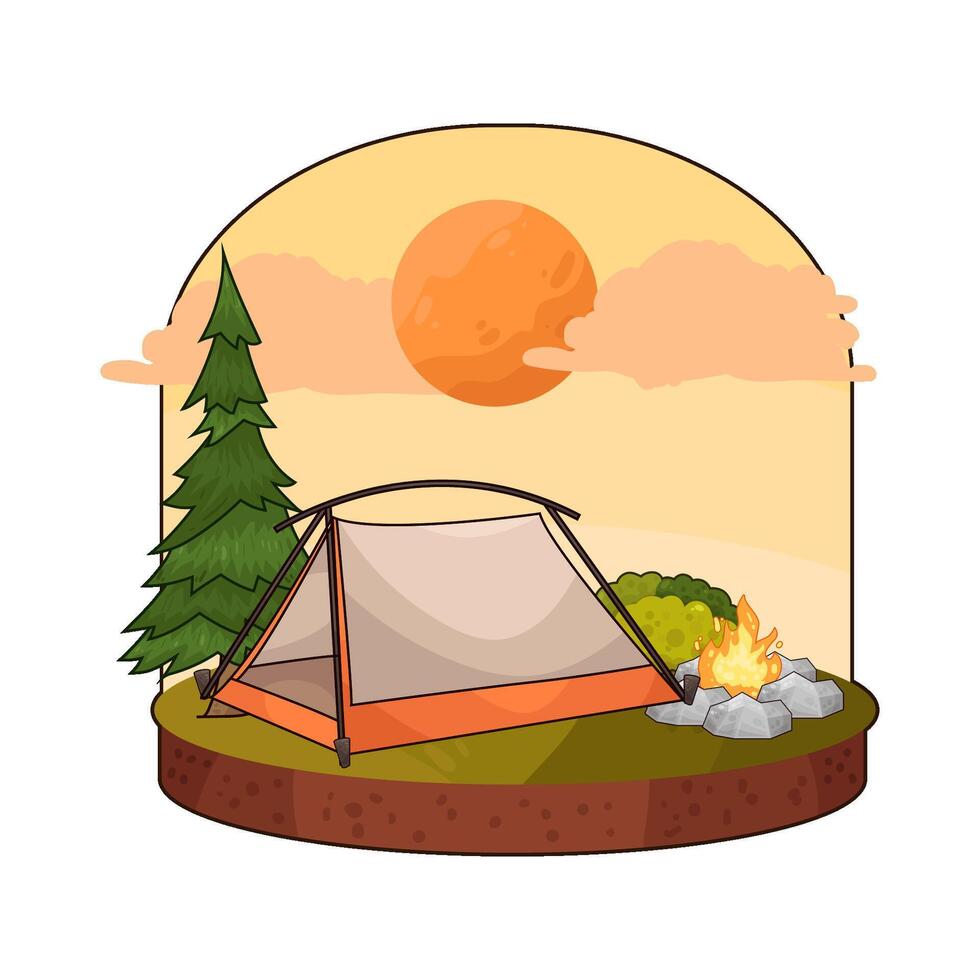 Illustration of tent under the clouds vector
