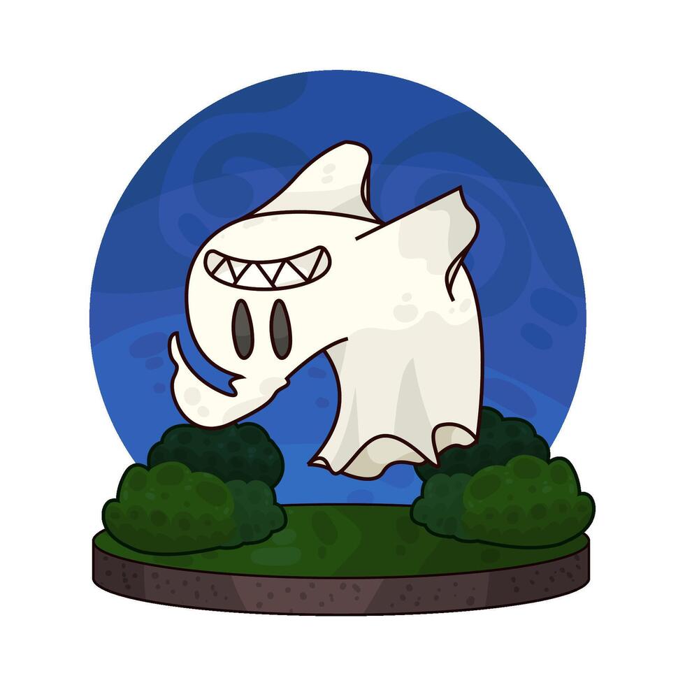 ghost in the middle of the night illustration vector