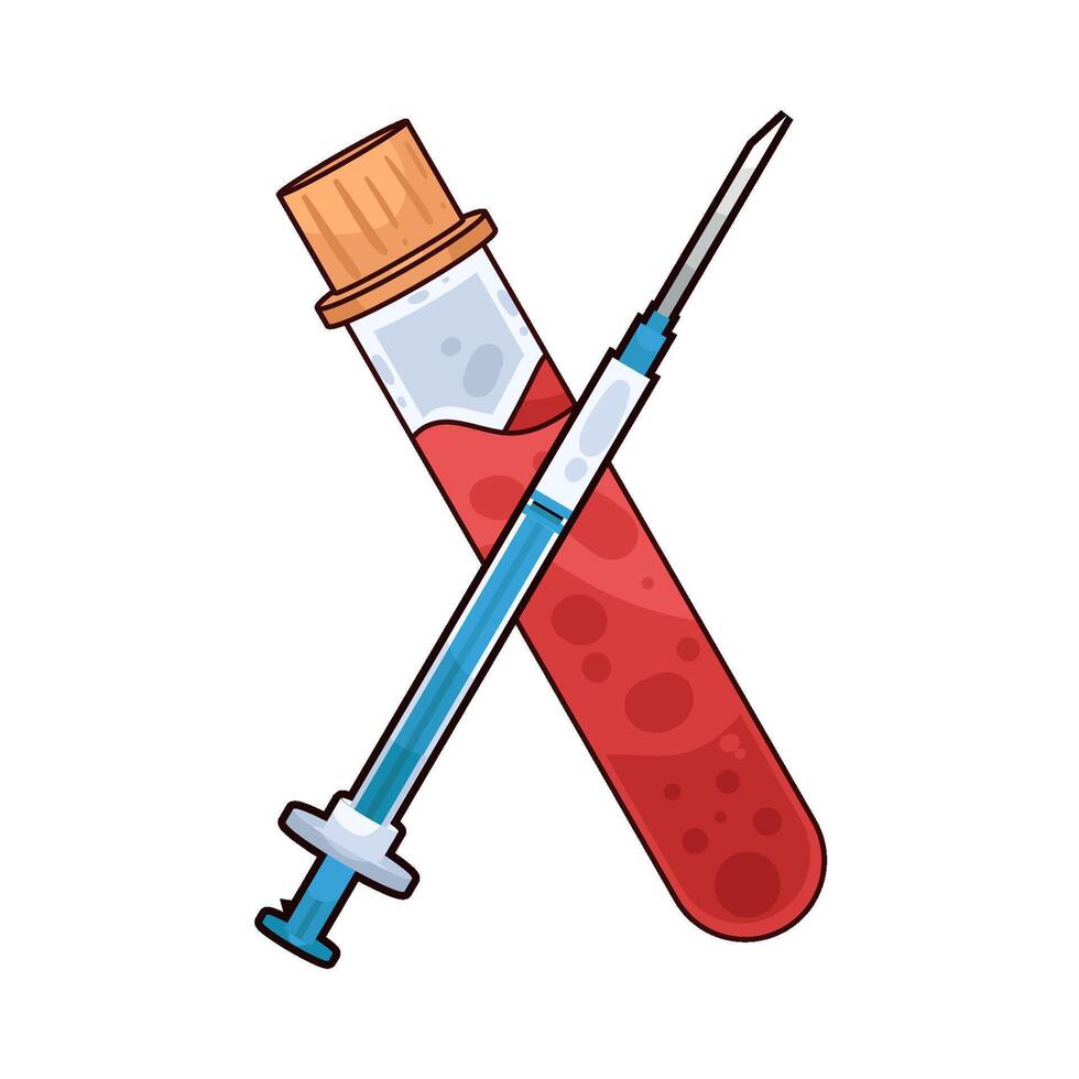 syringe with blood tube vector