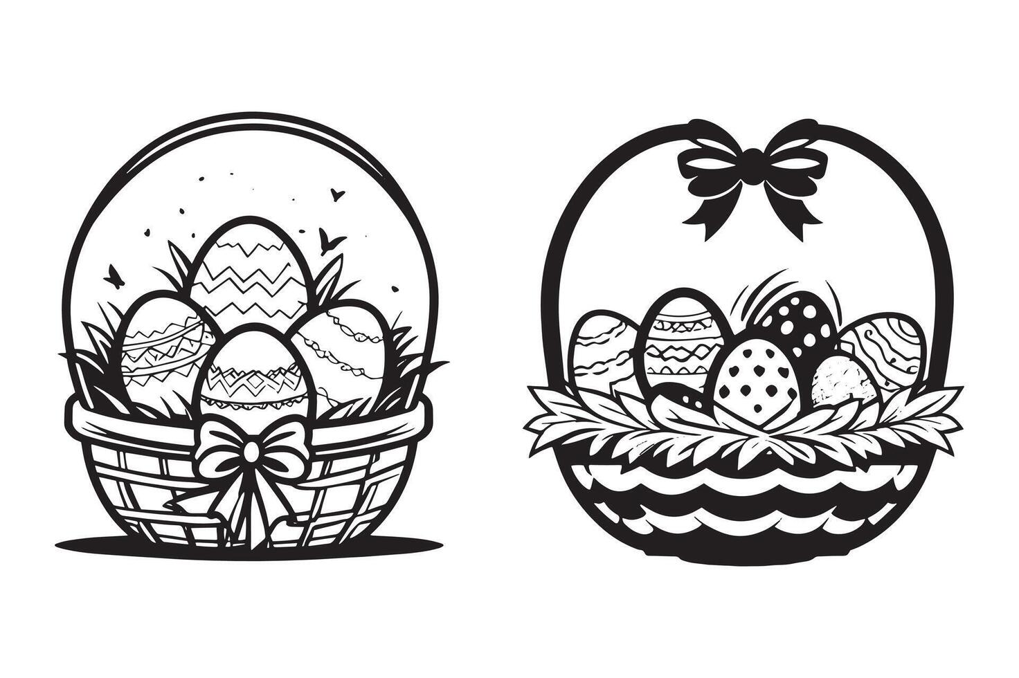 Easter basket with eggs illustration vector
