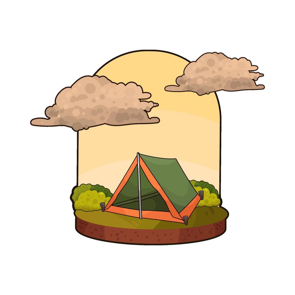green tent under the clouds vector