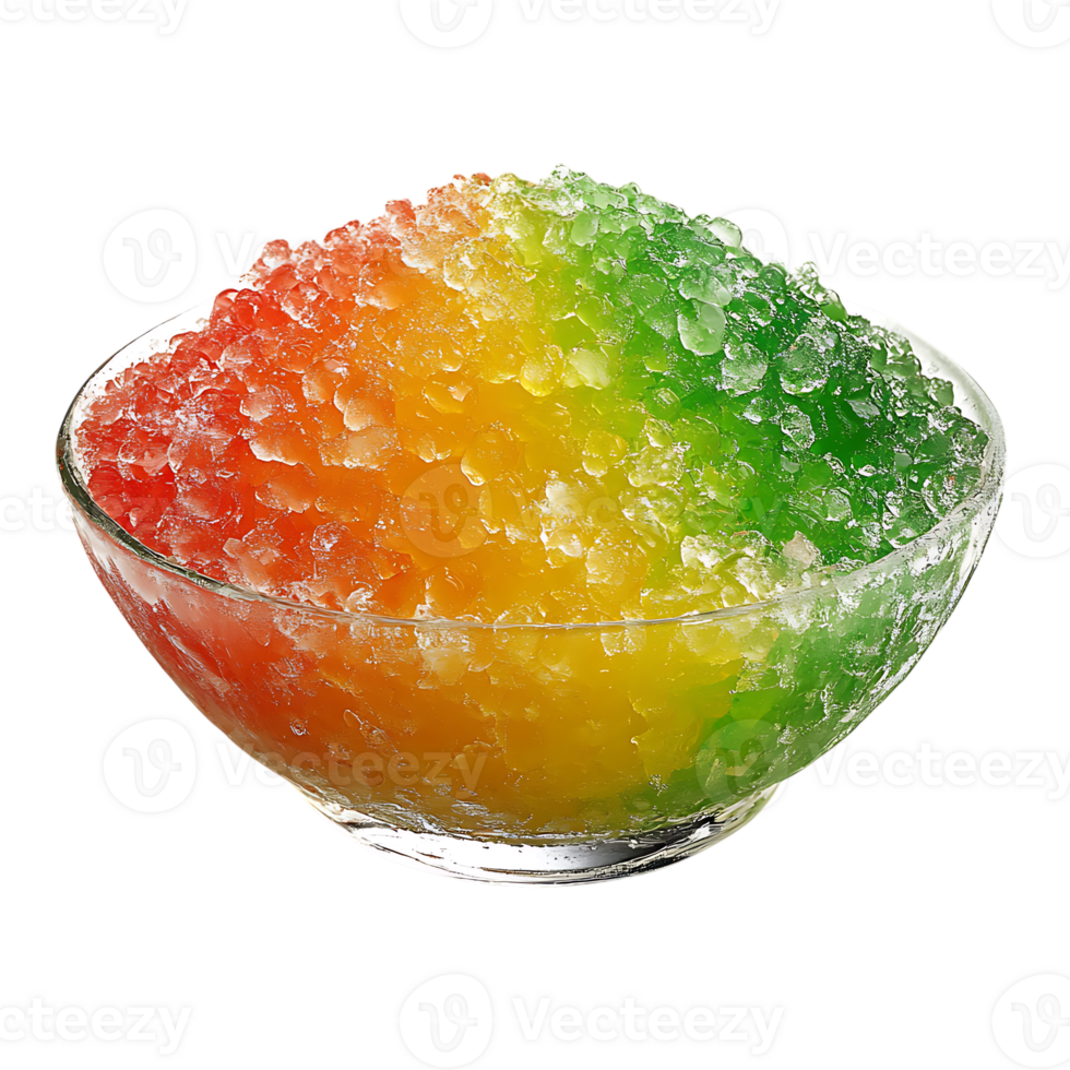 Rainbow ice cubes in a bowl png