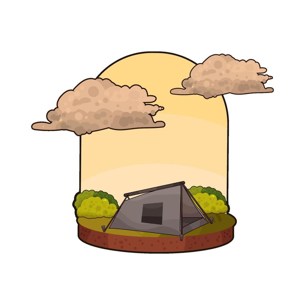 Illustration of black tent under the clouds vector