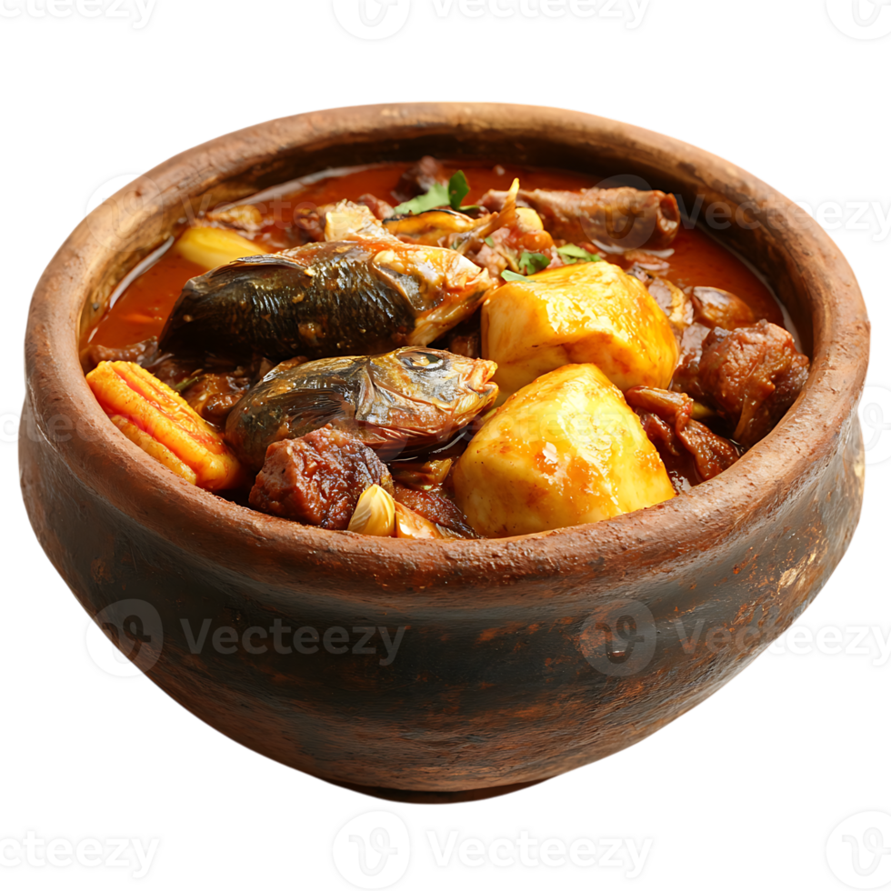 A bowl of stew with meat and vegetables in it png