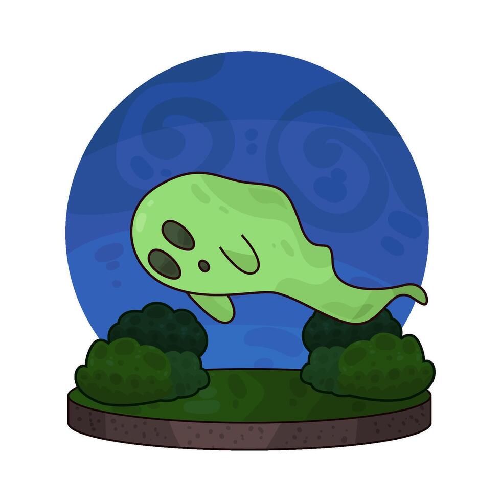 Illustration of green ghost vector