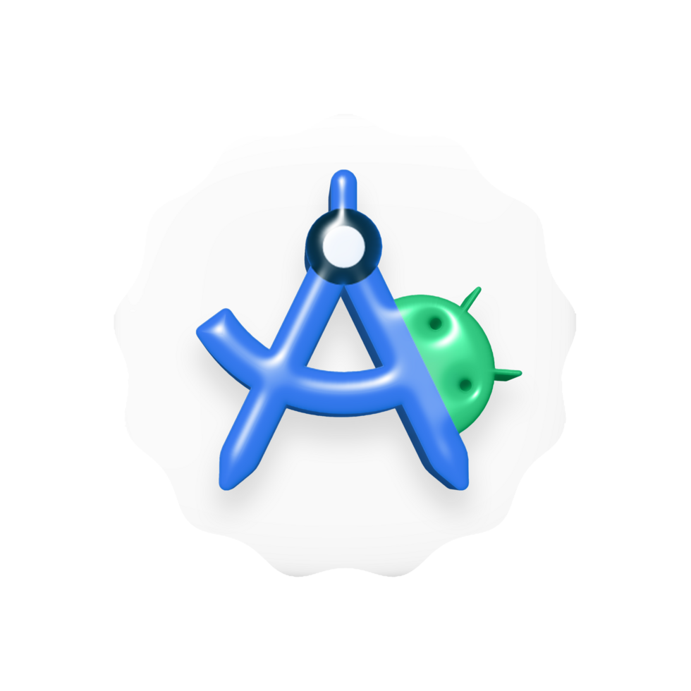 3d Google Android Studio on transparent background png