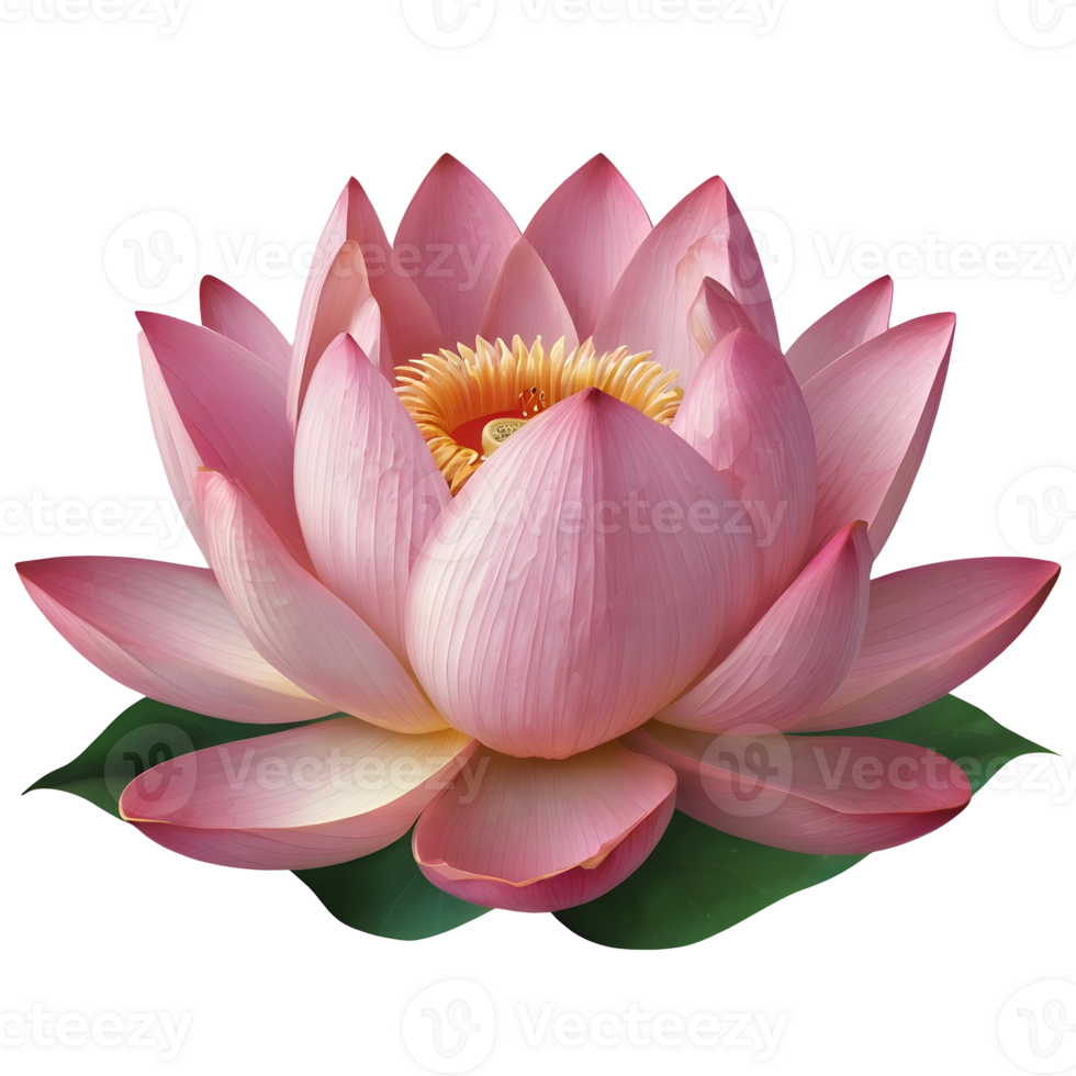 Lotus flower with leaves on transparent background png