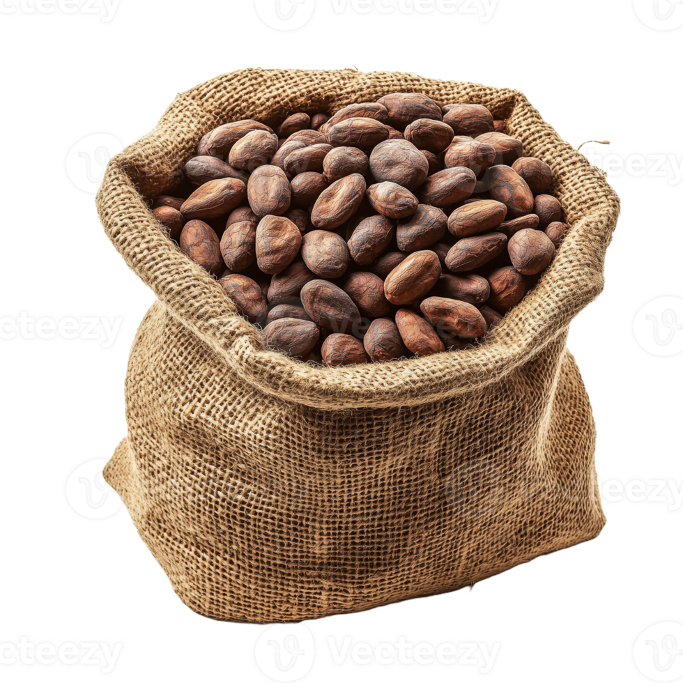 Sack of Cocoa Beans for Chocolate Production png