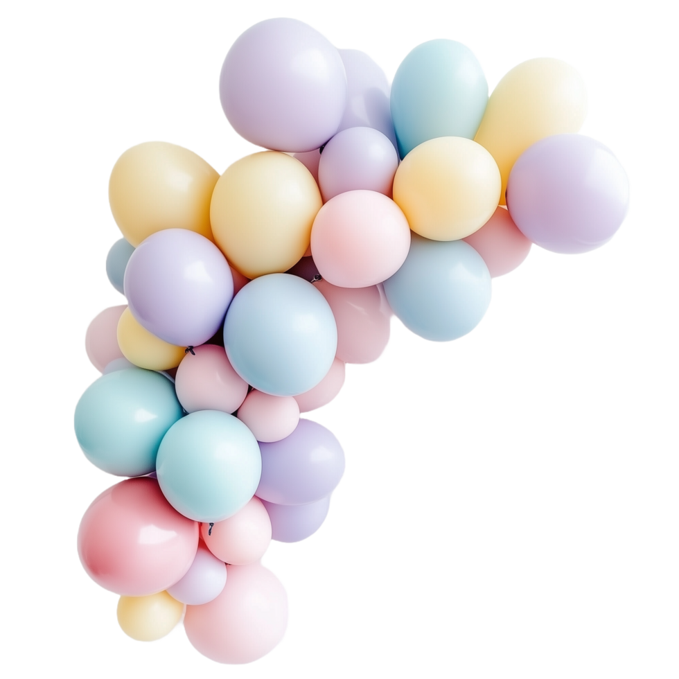 Whimsical Balloon Garland in Soft Pastel Colors png