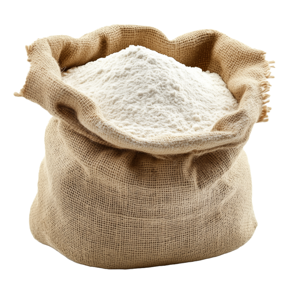 Burlap Sack Filled with Fine Flour for Baking png