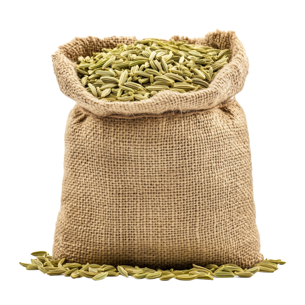 Burlap Sack Filled with Fennel Seeds for Flavorful Cooking png