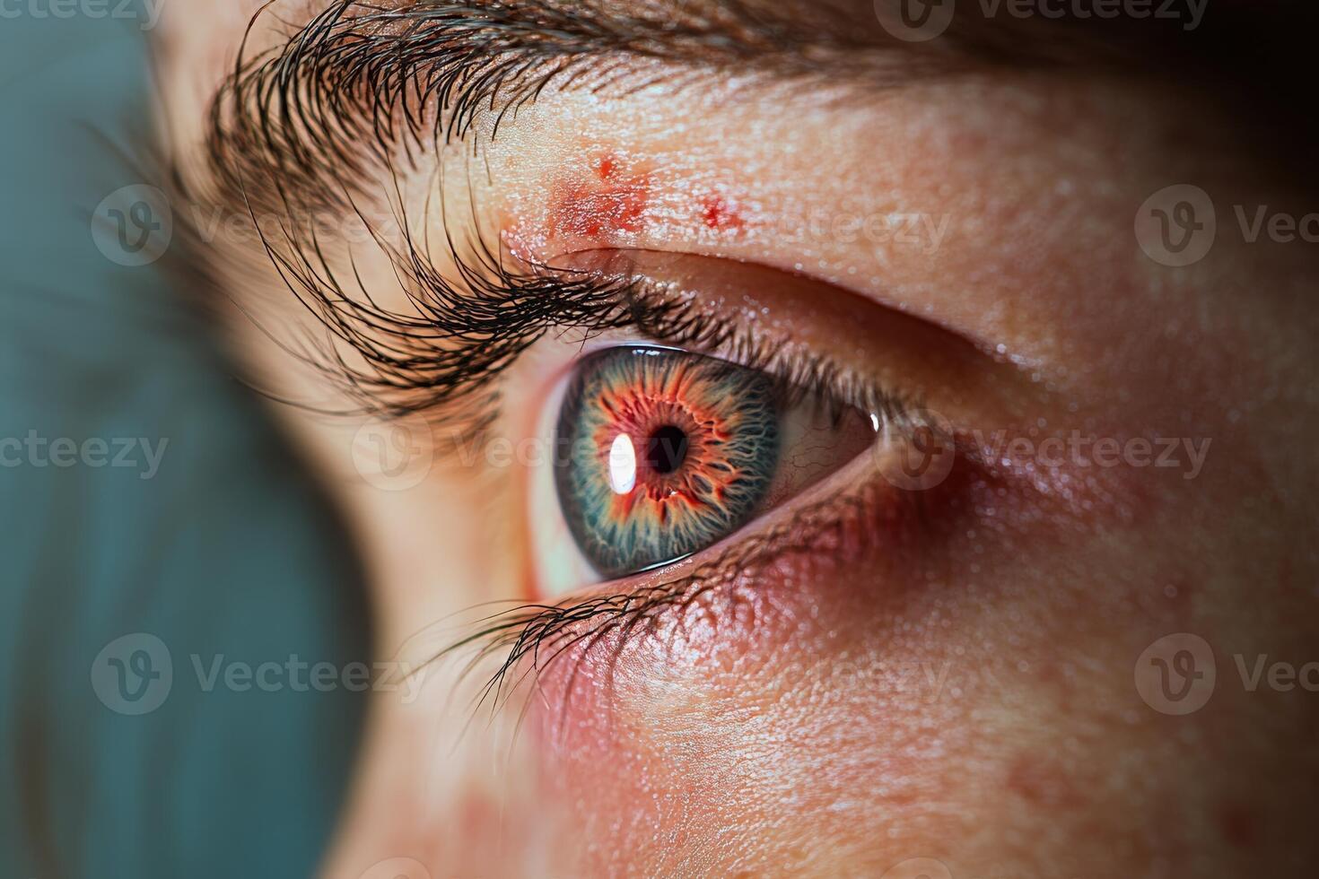 A Close Up View Of A Human Eye With Red Veins photo