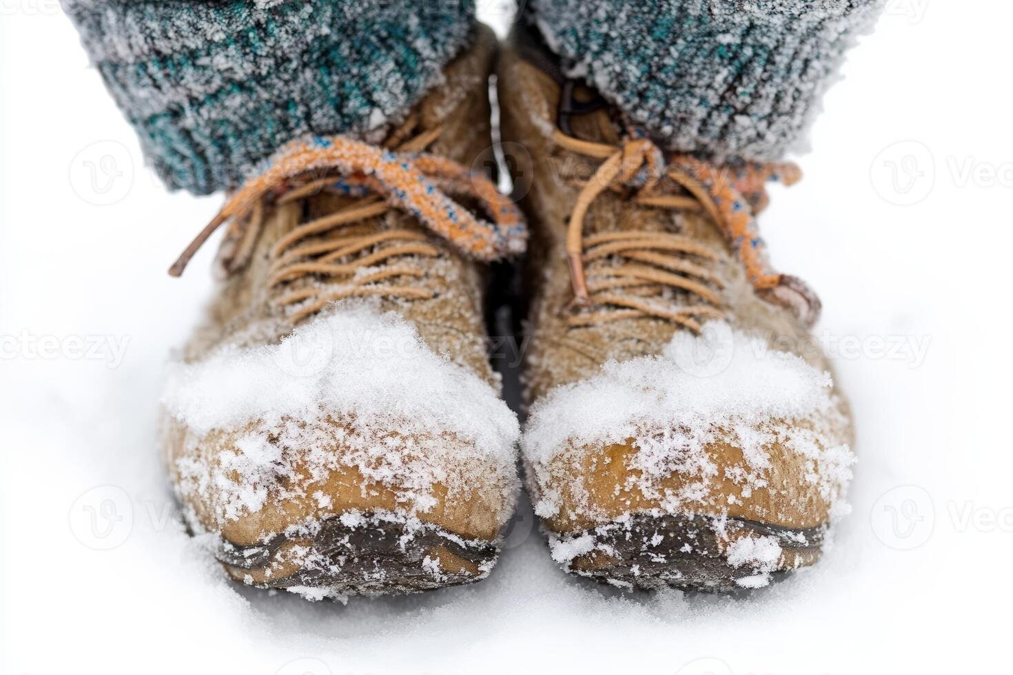A person wearing boots in the snow photo