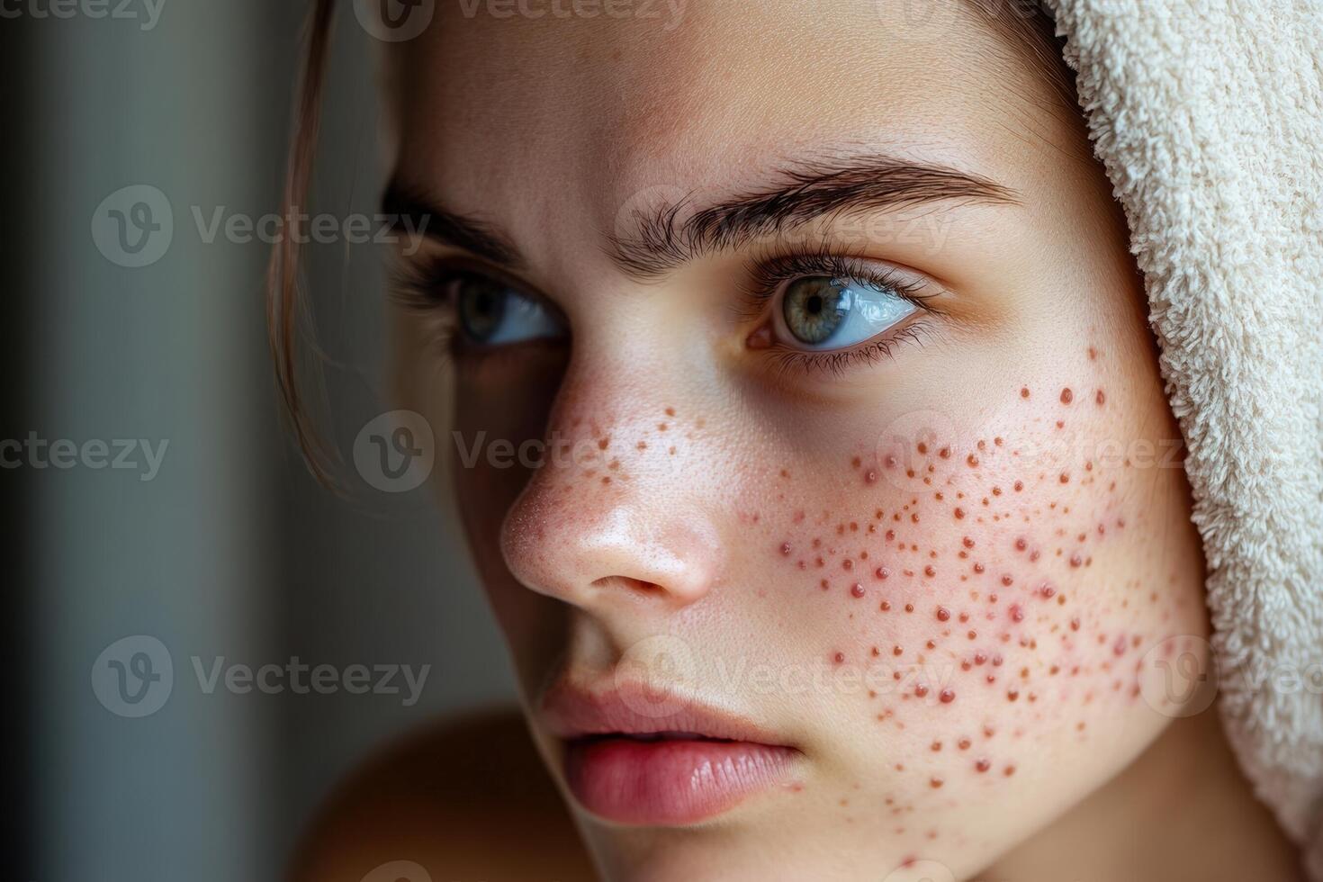 A woman with freckles on her face photo