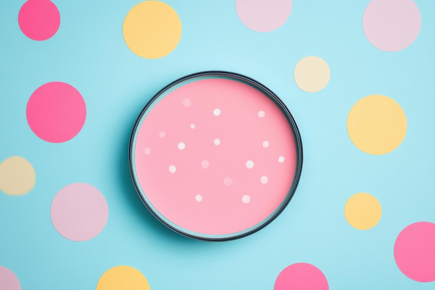 Pink Circle With White Dots Surrounded By Pastel Circles photo