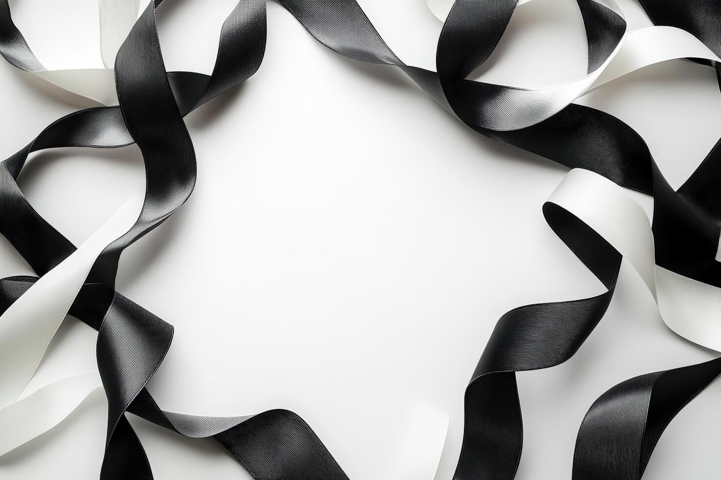 Black and white ribbons create a frame design photo
