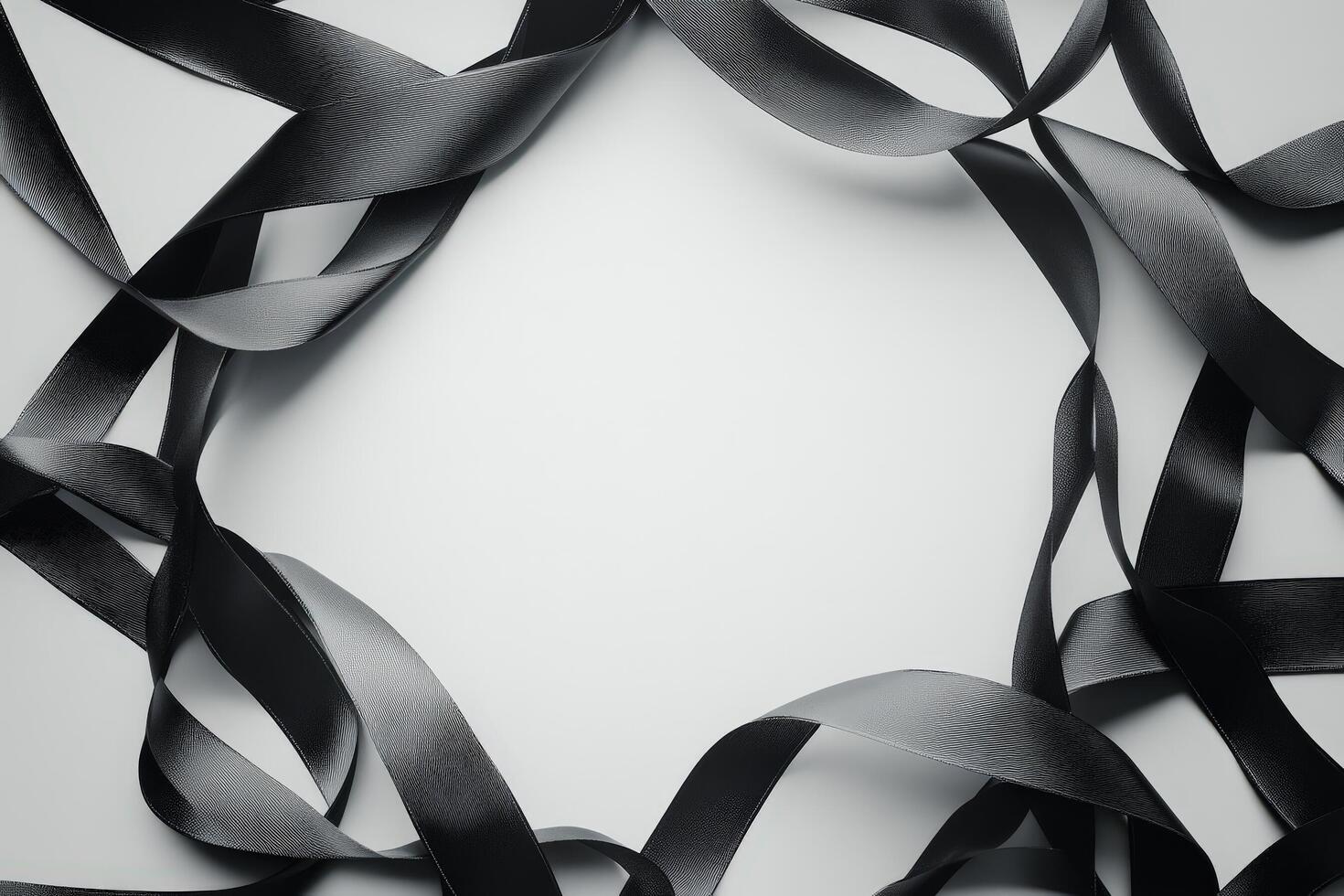 Black Ribbons Arranged In An Abstract Frame Design photo