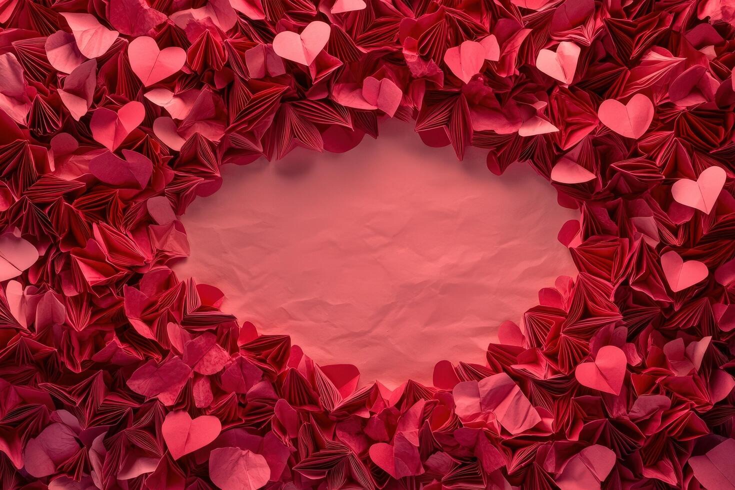 Red Paper Hearts Frame a Blank Space photo