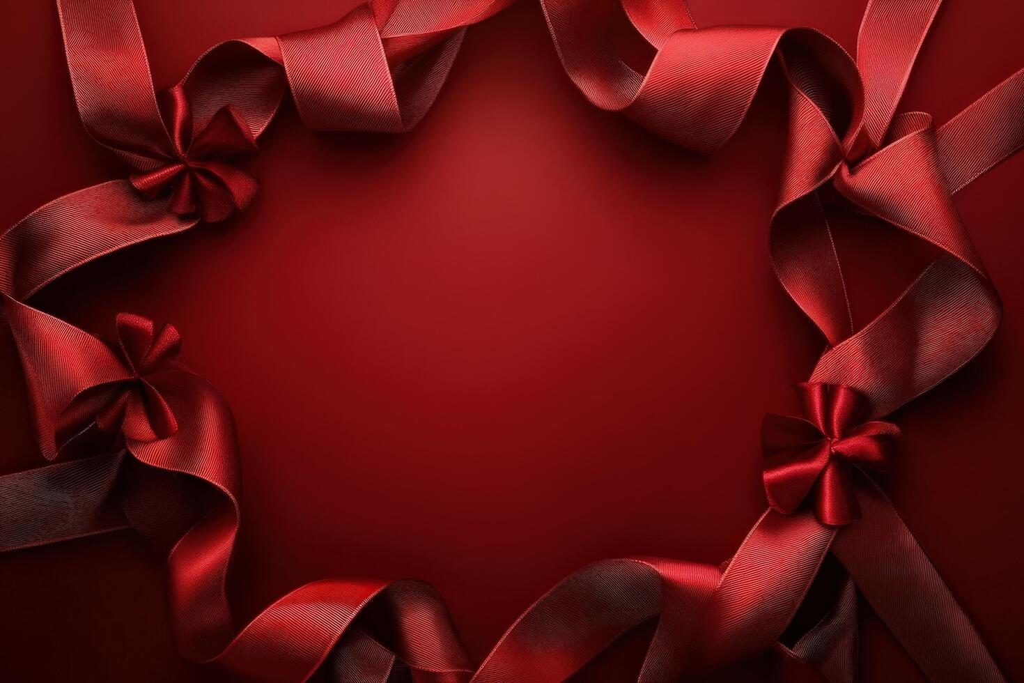 Red ribbon bows create a festive circular frame photo