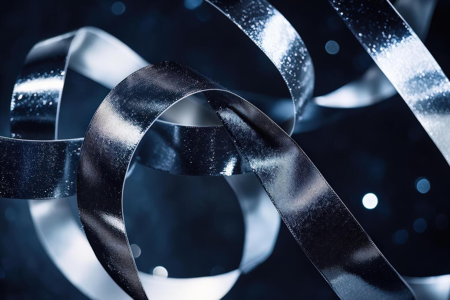 Abstract Dark Blue Ribbons Intertwined Design photo