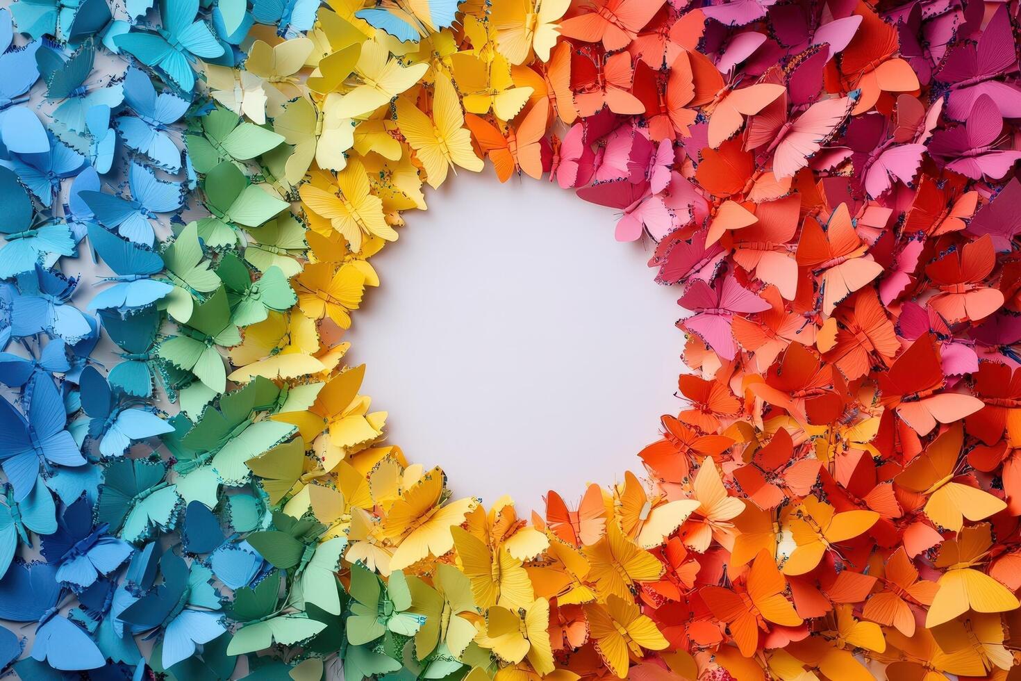 Colorful Paper Butterflies Forming A Circle photo