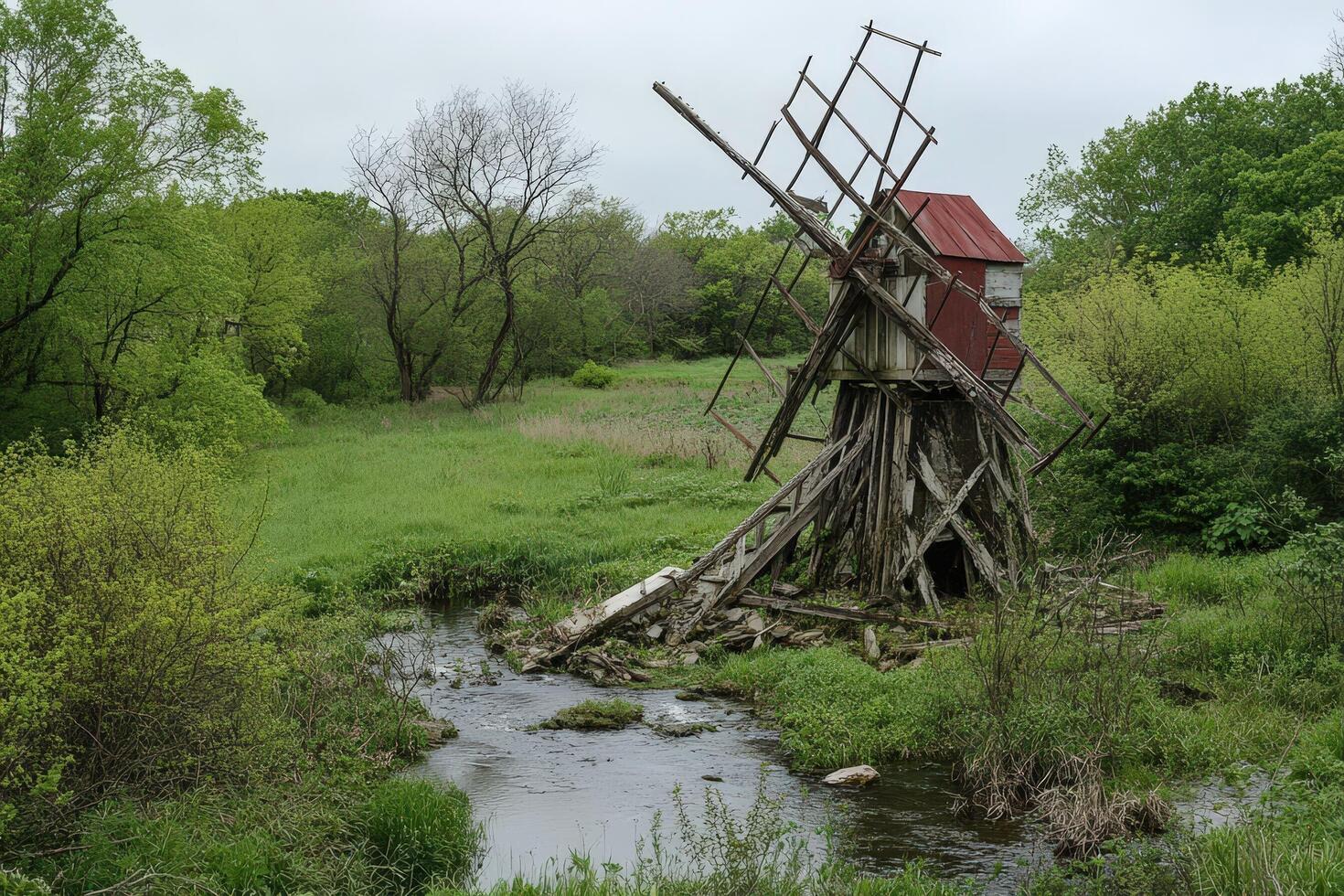 A windmill in the woods photo