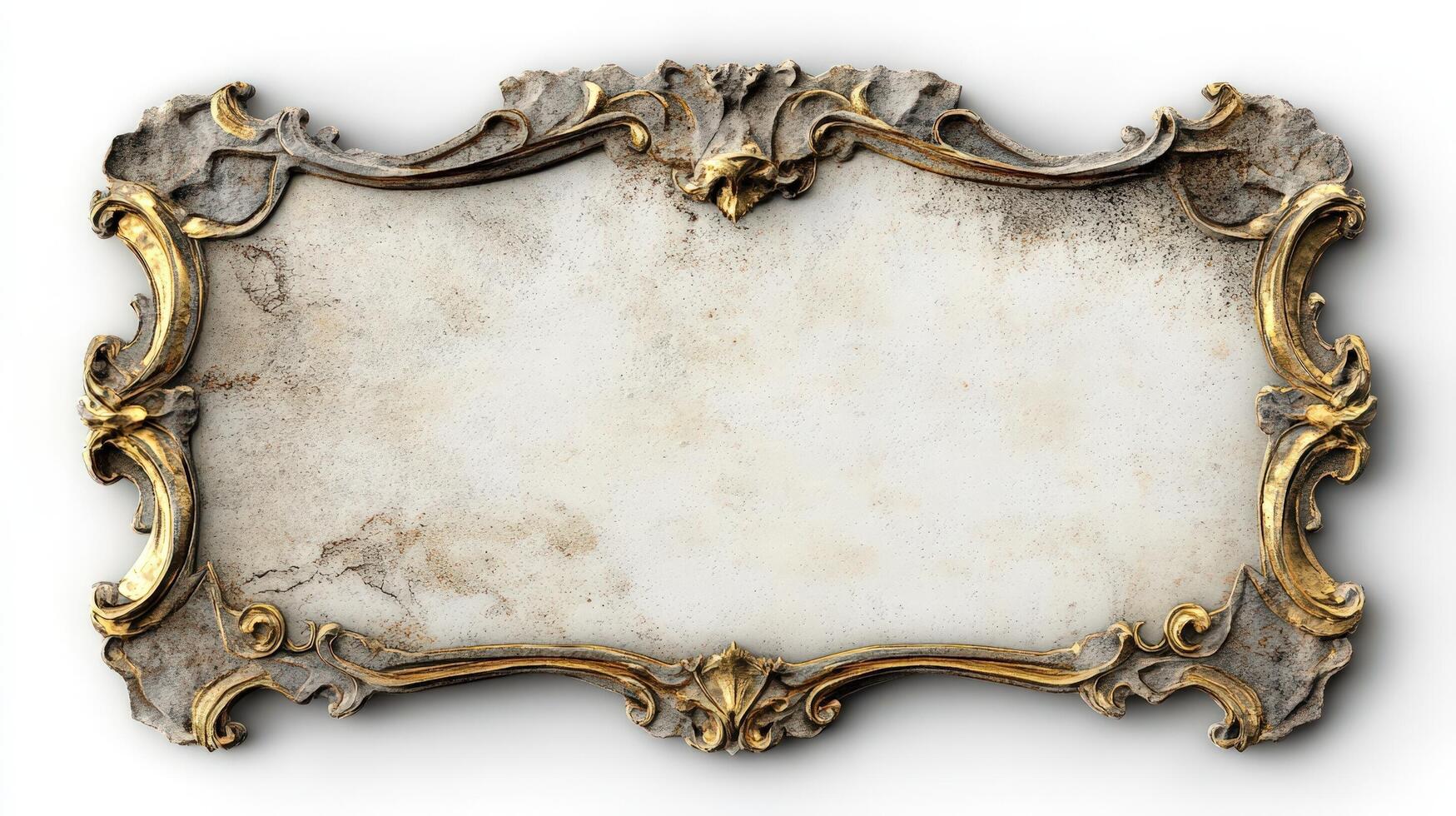 An old gold frame with a white background photo