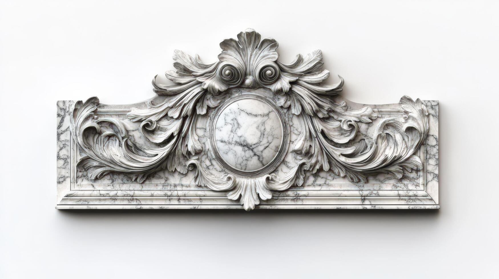 A marble plaque with ornate designs on it photo