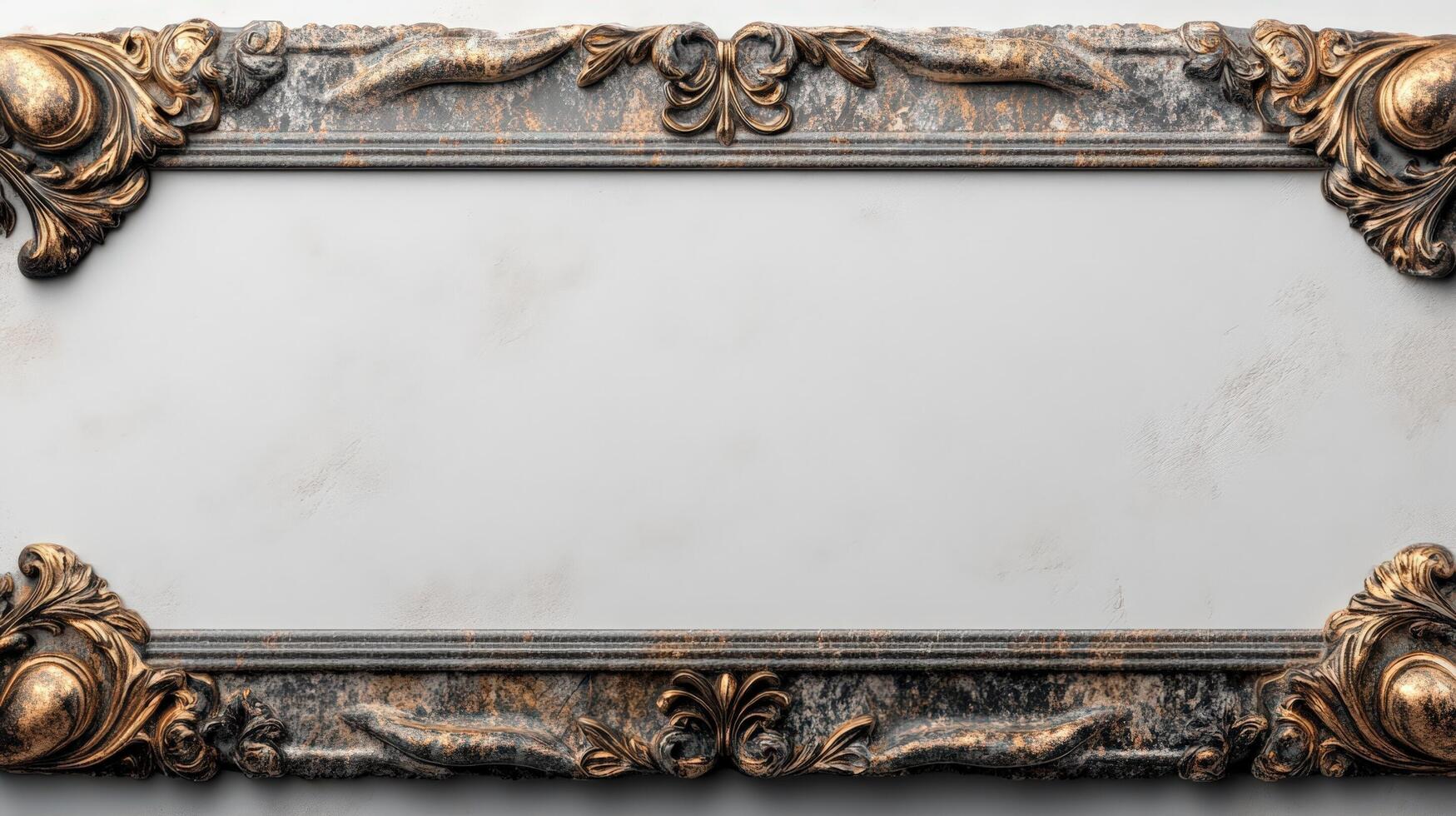 An ornate frame with a marble background photo
