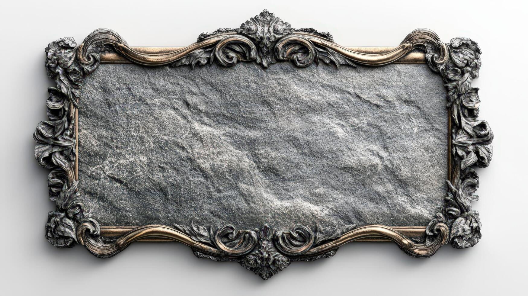 An old stone frame with a gold frame photo