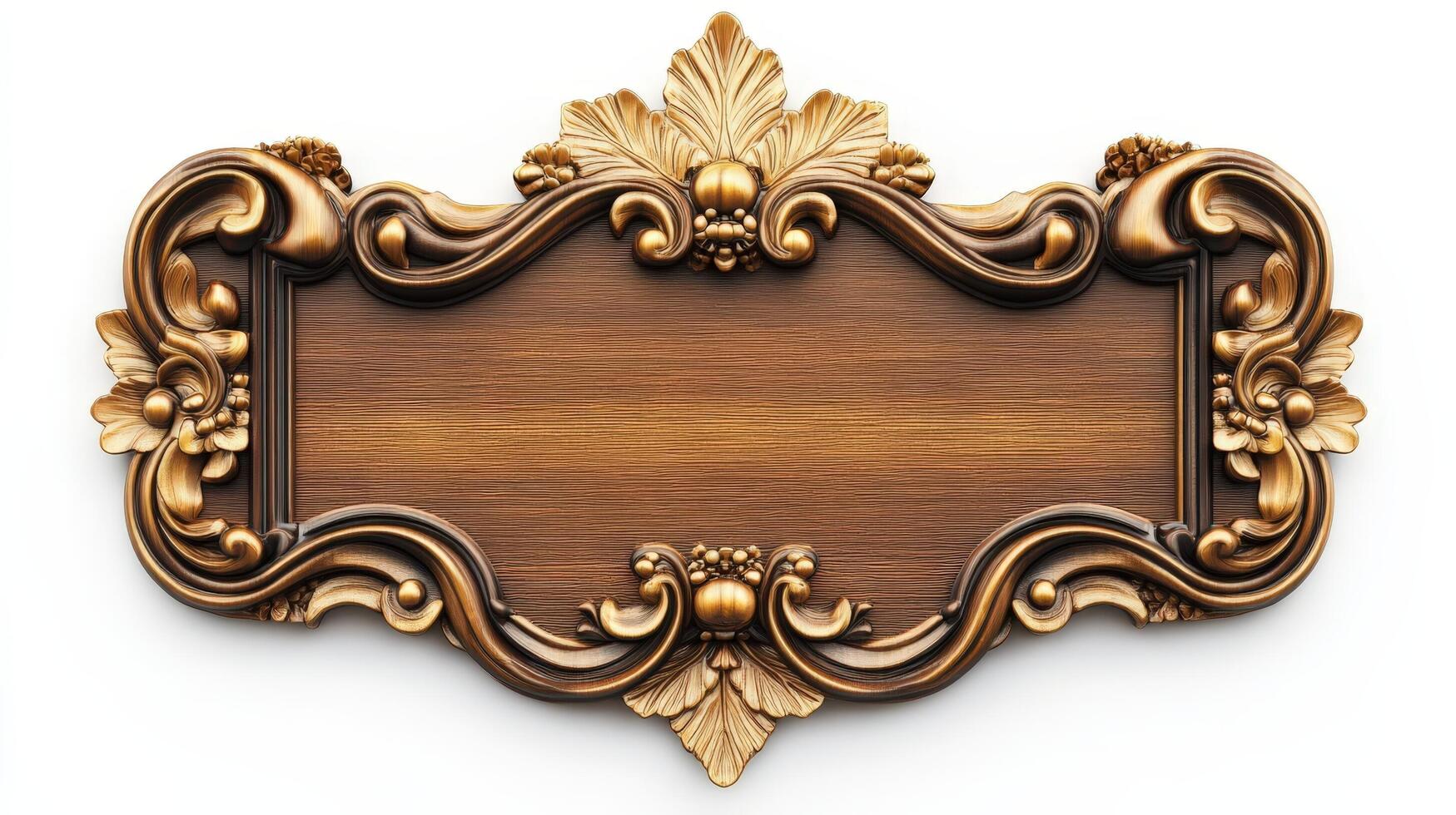 Golden ornate frame with a blank space for text photo