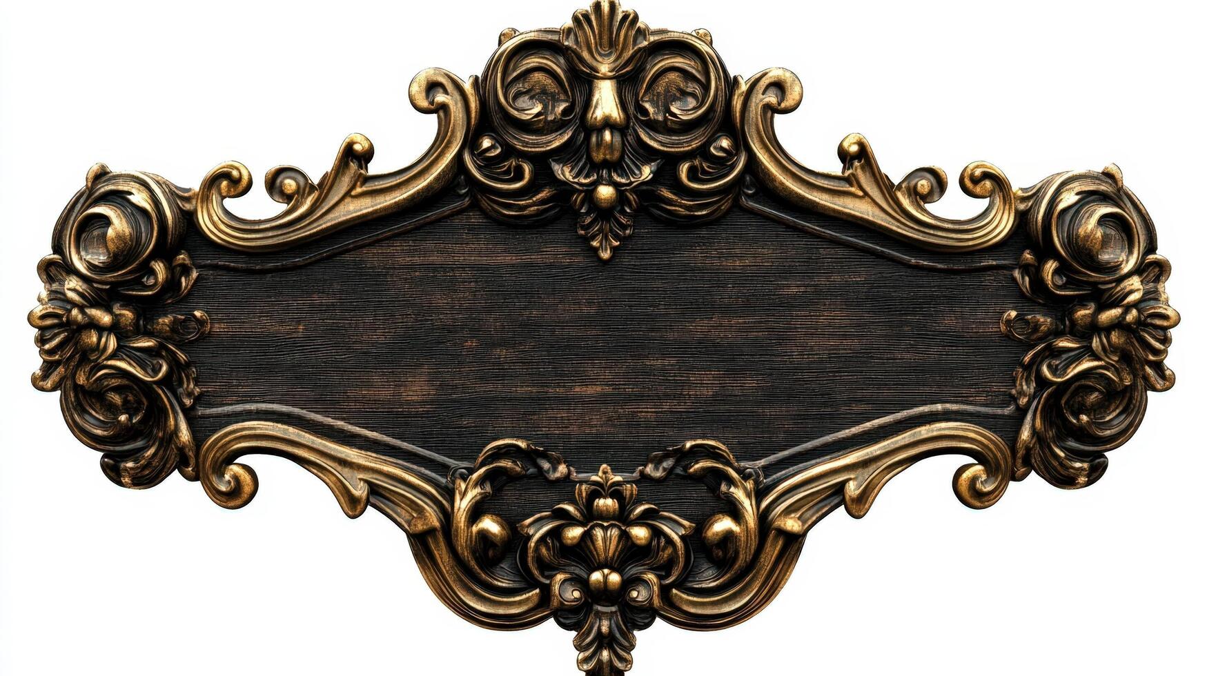 An ornate gold frame with a black border photo