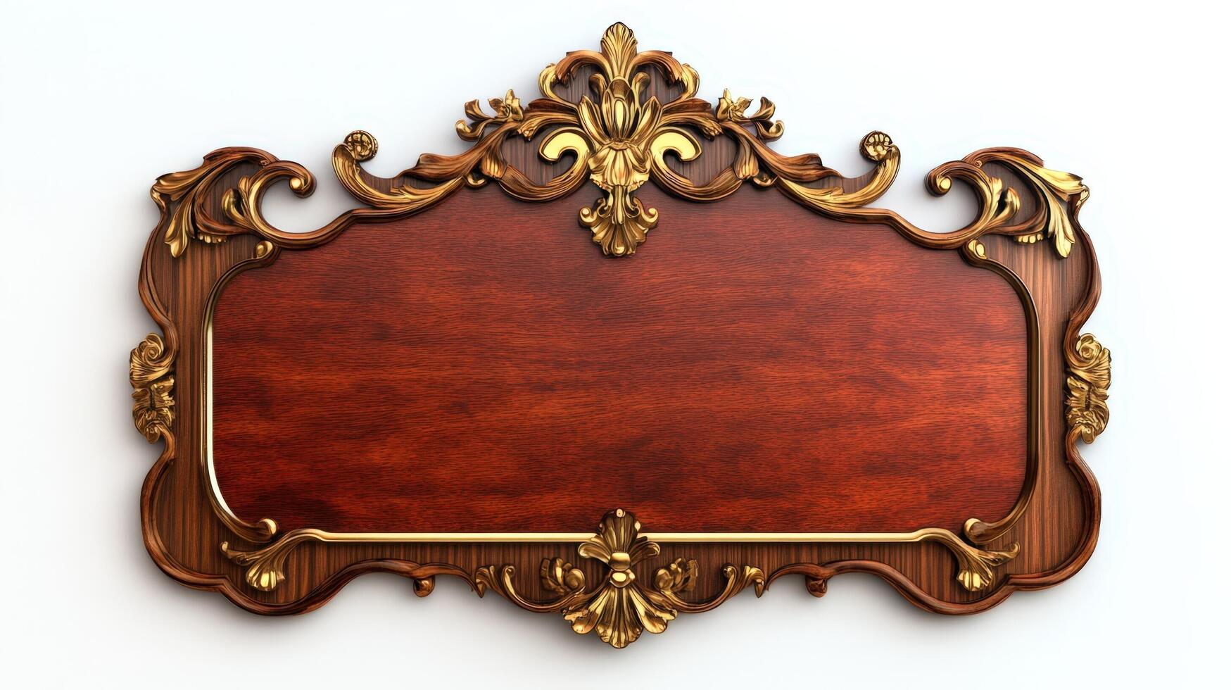 An ornate wooden frame with gold trim photo