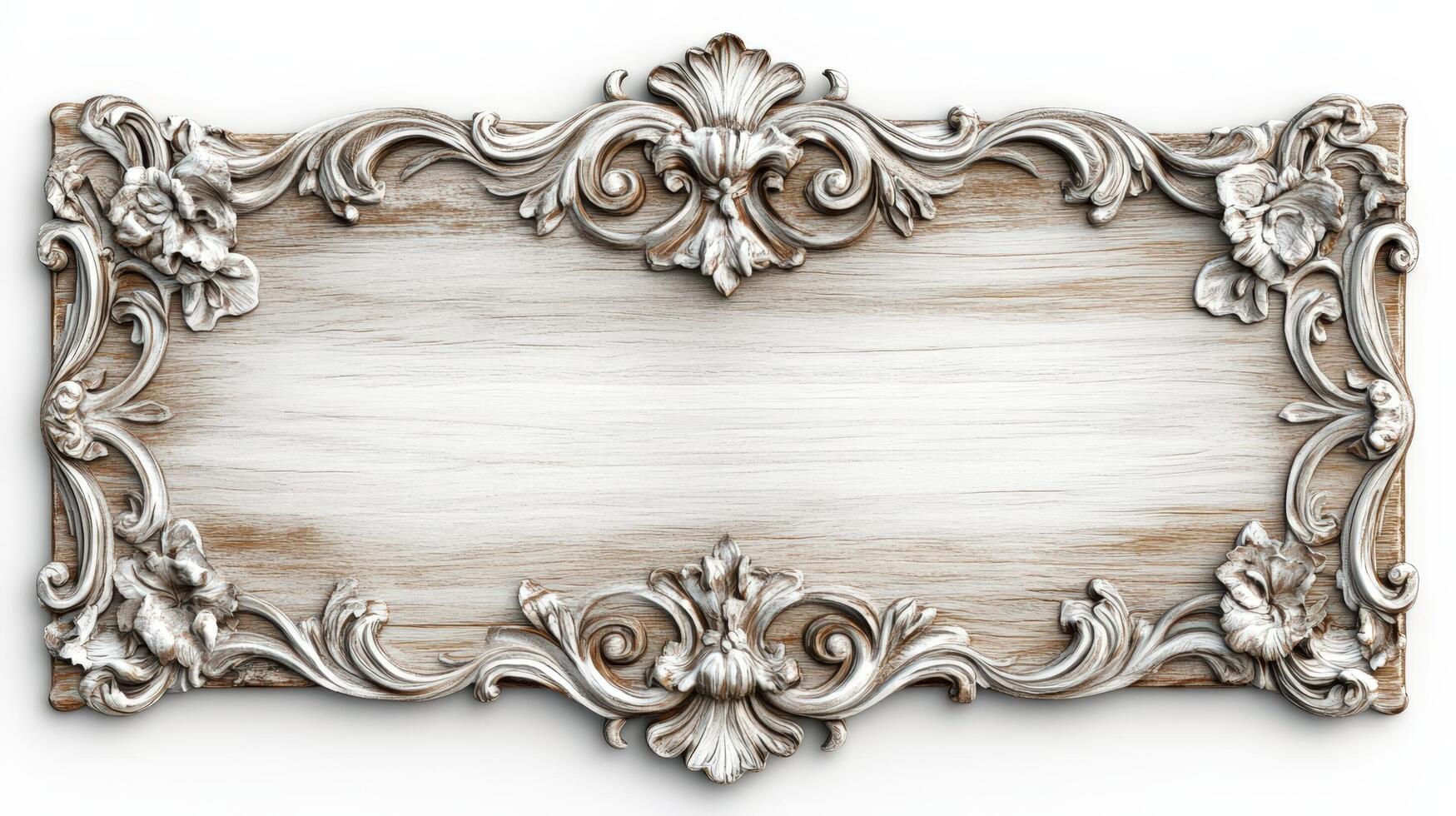 An old wooden frame with ornate design photo