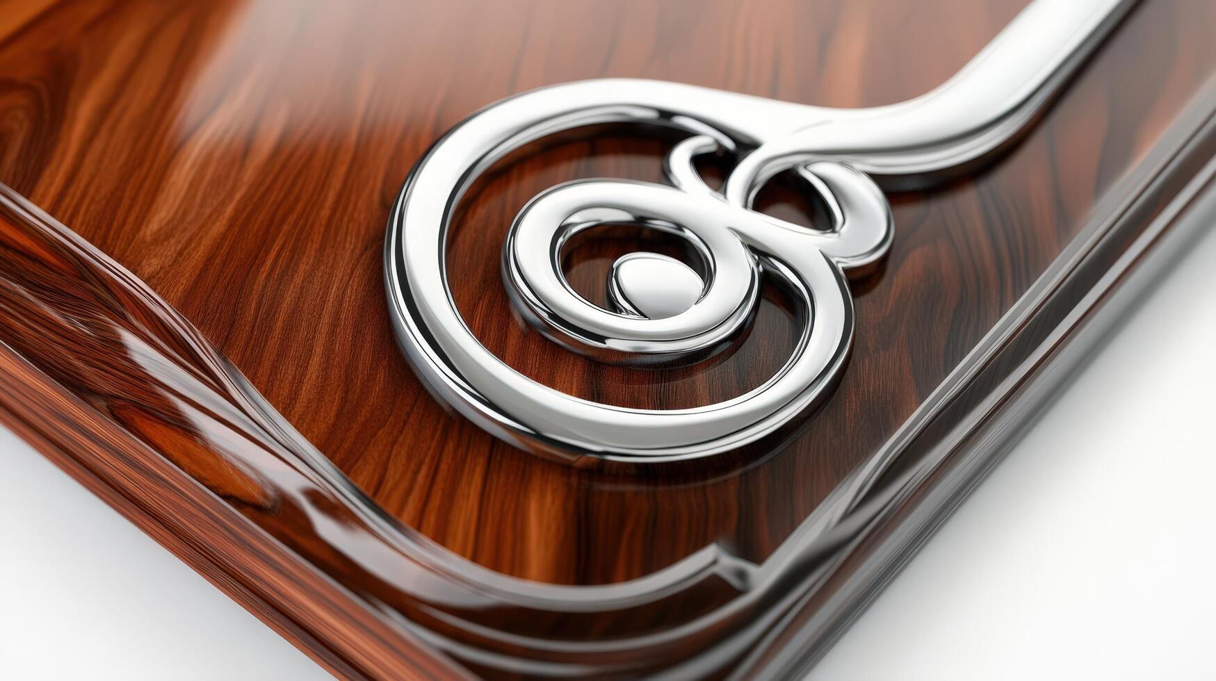 A wooden box with a metal and silver design photo