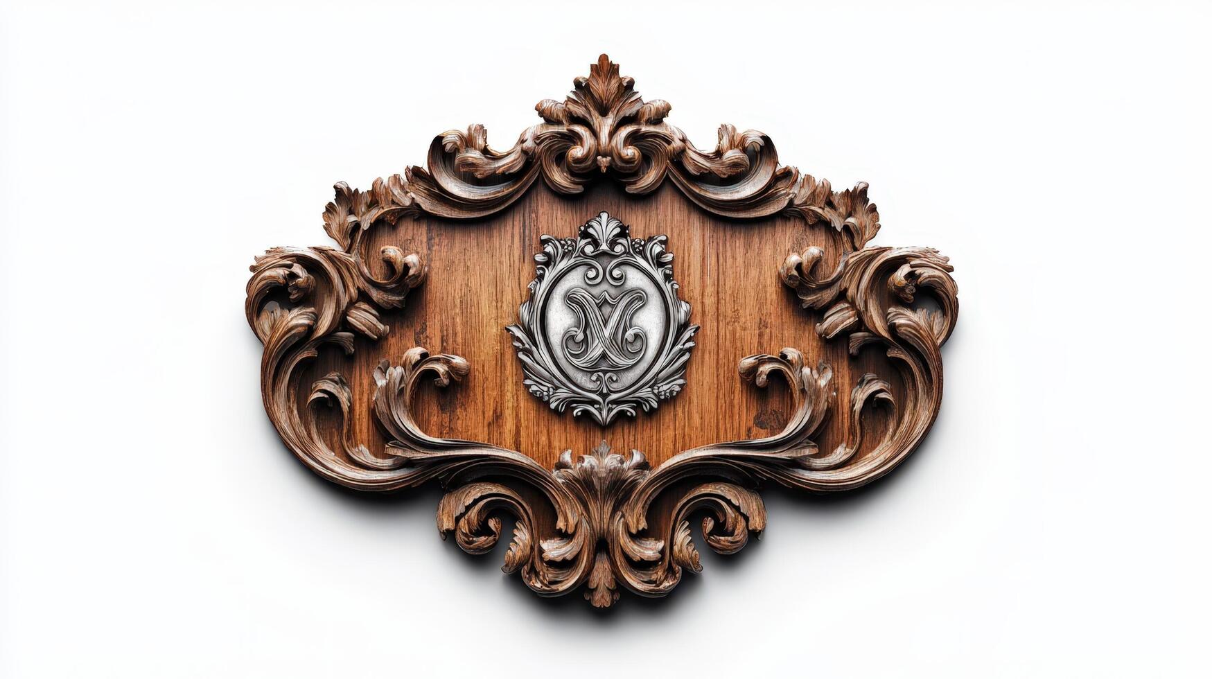 A wooden plaque with a crown on it photo