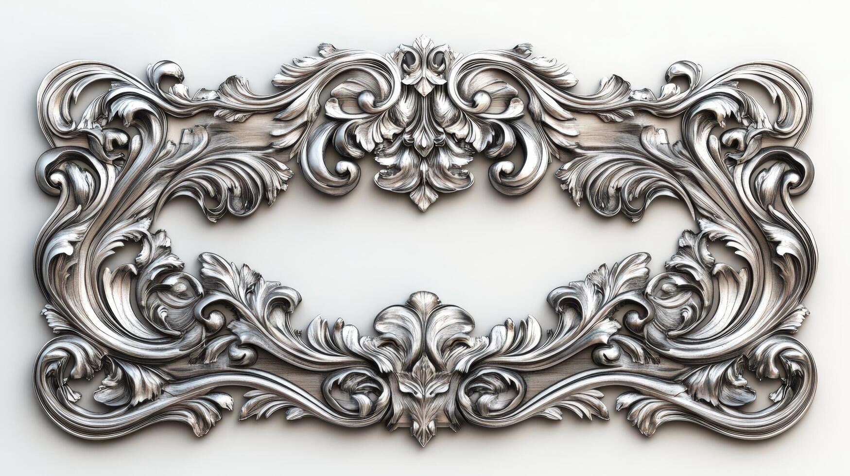 3d rendering of a silver ornate frame photo