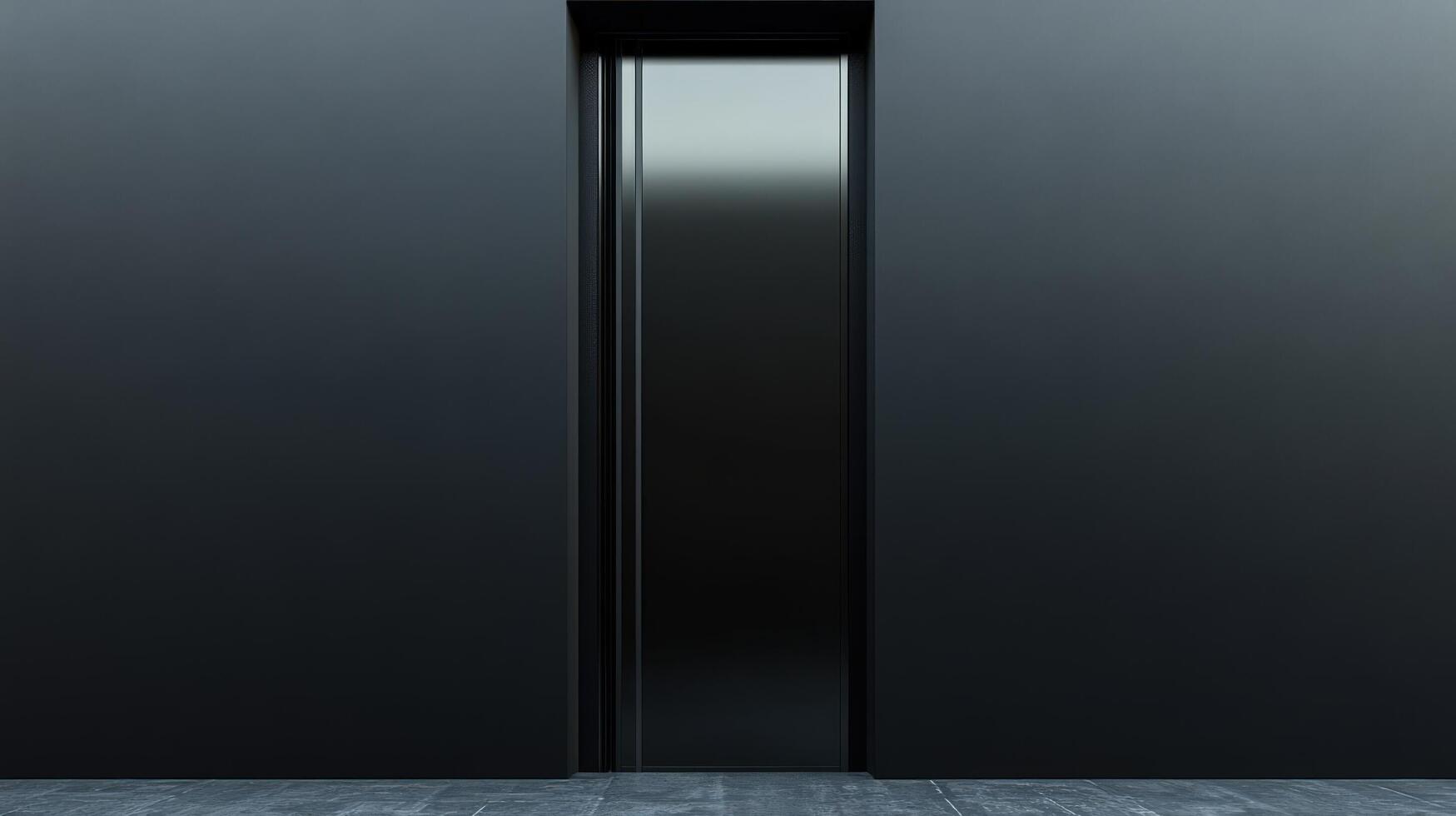 An empty room with a black wall and a door photo