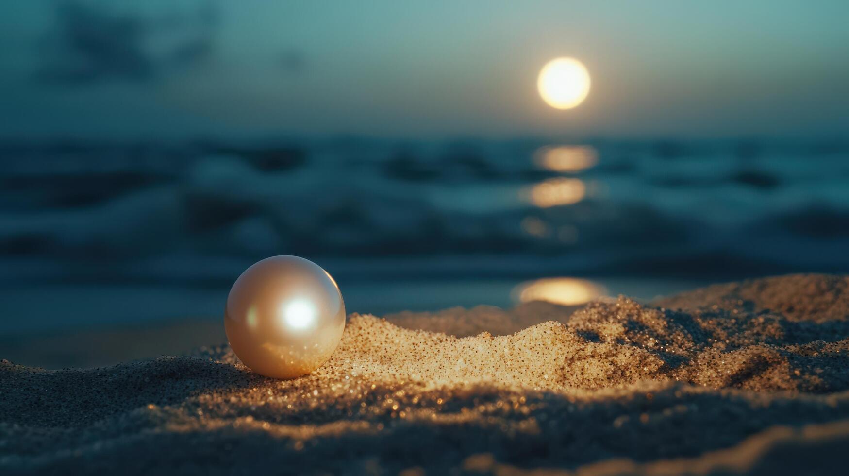 A pearl on the sand at sunset photo