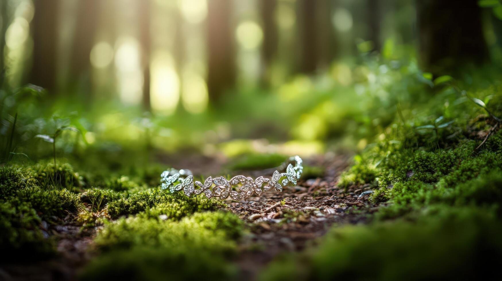 A small flower is growing in the middle of a forest photo