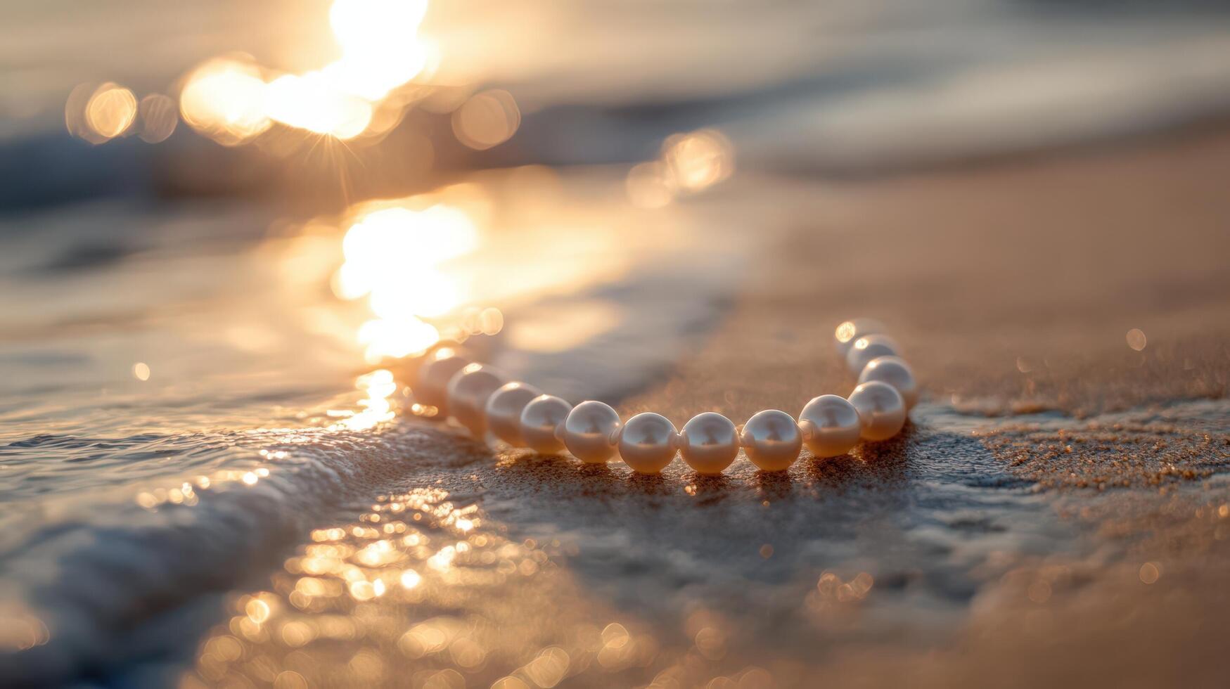 Pearls on the beach at sunset photo