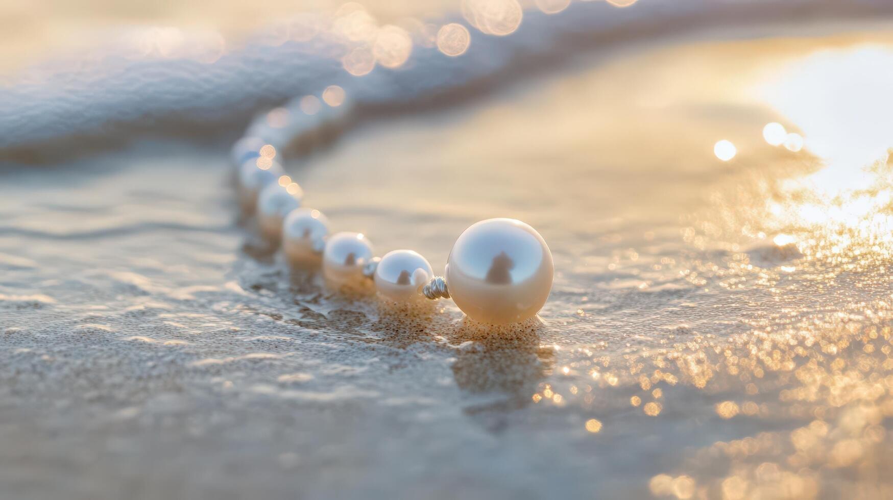 A pearl necklace on the beach photo